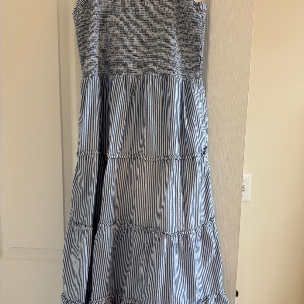 J. Crew Blue Striped Sleeveless Dress